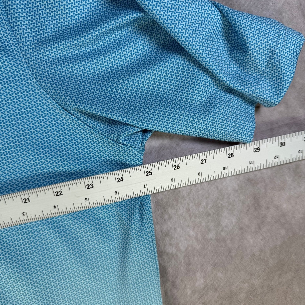 Greg Norman Play Dry Blue Ombre Geometric Golf Polo Shirt Men Large Short Sleeve - Picture 5 of 6